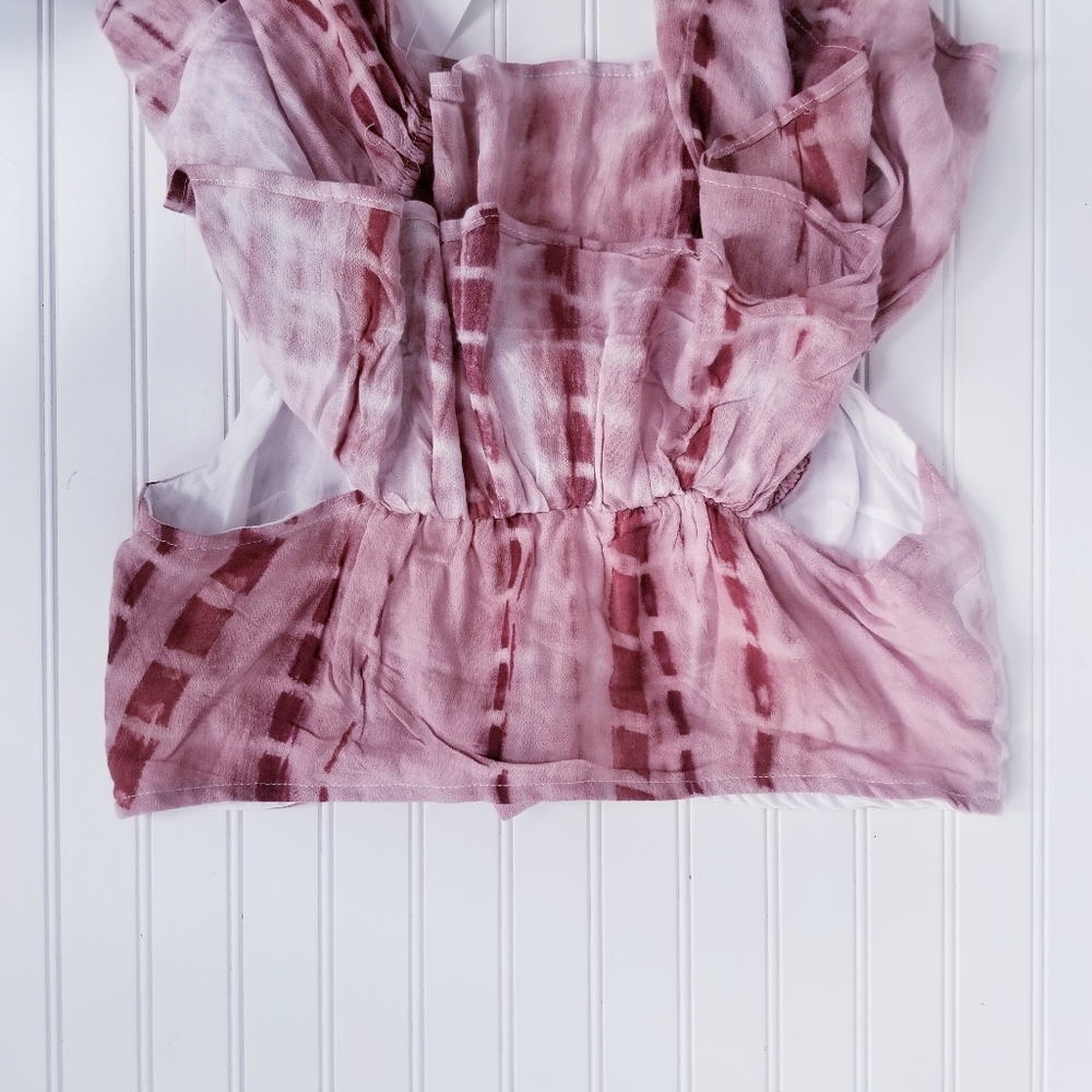 Tobi Sienna Cut Out Tie Dye Crop Ruffle Top Medium Cropped NEW NWT - Picture 7 of 7